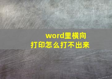 word里横向打印怎么打不出来