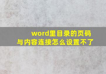 word里目录的页码与内容连接怎么设置不了