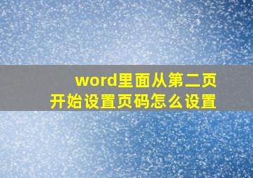 word里面从第二页开始设置页码怎么设置