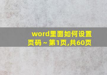 word里面如何设置页码～第1页,共60页