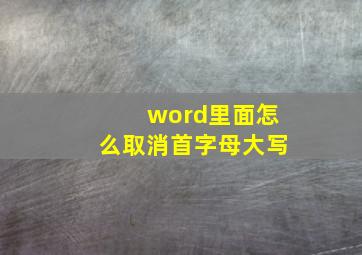 word里面怎么取消首字母大写