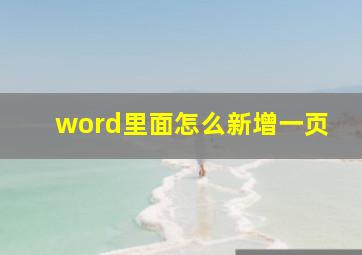 word里面怎么新增一页