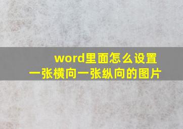 word里面怎么设置一张横向一张纵向的图片