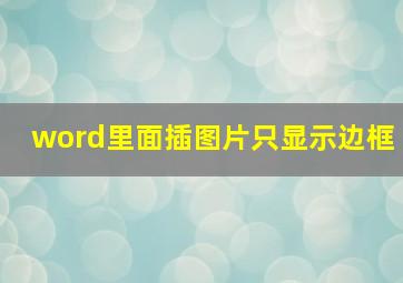 word里面插图片只显示边框