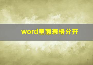 word里面表格分开