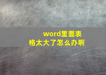 word里面表格太大了怎么办啊