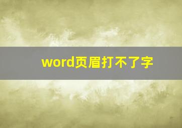 word页眉打不了字