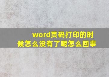 word页码打印的时候怎么没有了呢怎么回事