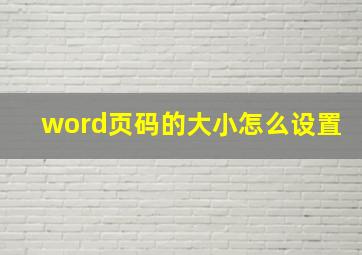 word页码的大小怎么设置