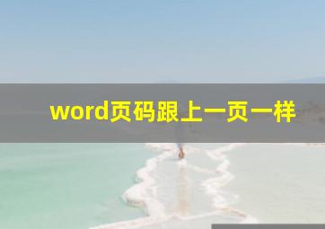 word页码跟上一页一样