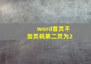 word首页不加页码第二页为2