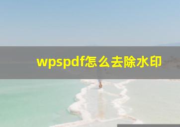 wpspdf怎么去除水印