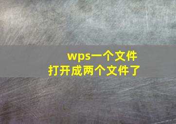 wps一个文件打开成两个文件了