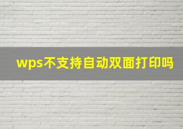 wps不支持自动双面打印吗