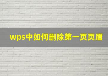 wps中如何删除第一页页眉