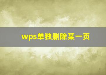 wps单独删除某一页