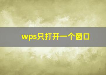 wps只打开一个窗口