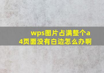 wps图片占满整个a4页面没有白边怎么办啊