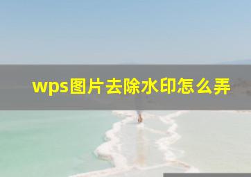 wps图片去除水印怎么弄