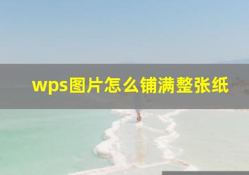 wps图片怎么铺满整张纸