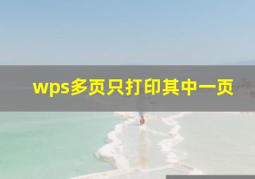 wps多页只打印其中一页