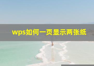 wps如何一页显示两张纸