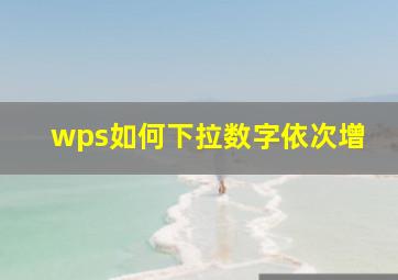 wps如何下拉数字依次增