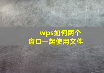 wps如何两个窗口一起使用文件