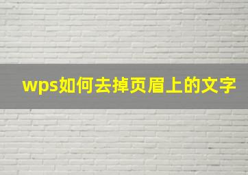 wps如何去掉页眉上的文字