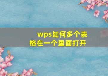 wps如何多个表格在一个里面打开