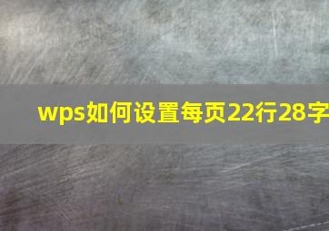 wps如何设置每页22行28字