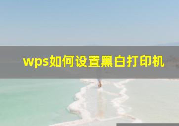 wps如何设置黑白打印机