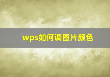 wps如何调图片颜色