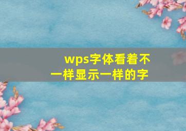 wps字体看着不一样显示一样的字