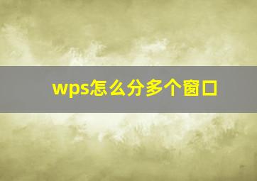 wps怎么分多个窗口