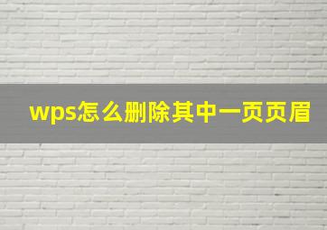 wps怎么删除其中一页页眉