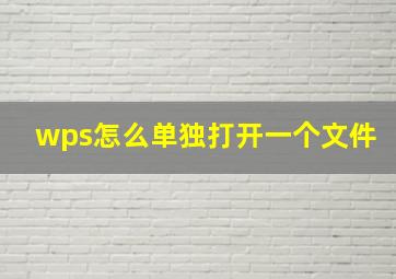 wps怎么单独打开一个文件