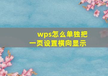 wps怎么单独把一页设置横向显示