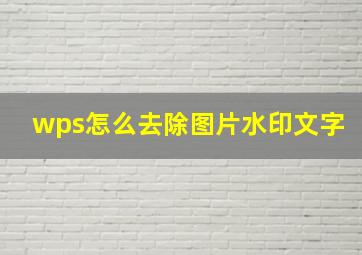 wps怎么去除图片水印文字