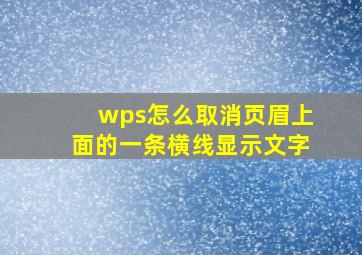 wps怎么取消页眉上面的一条横线显示文字