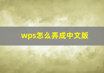 wps怎么弄成中文版