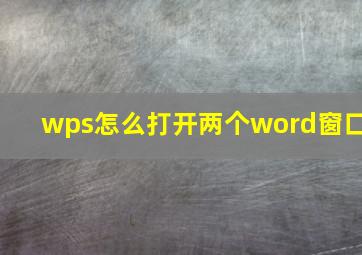 wps怎么打开两个word窗口