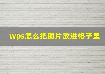 wps怎么把图片放进格子里