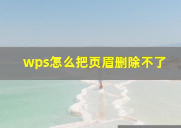 wps怎么把页眉删除不了