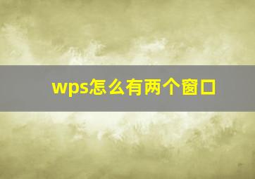 wps怎么有两个窗口