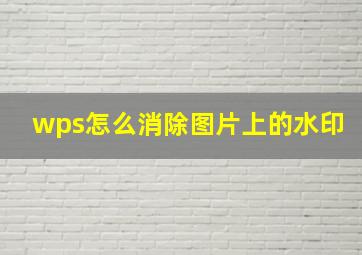 wps怎么消除图片上的水印