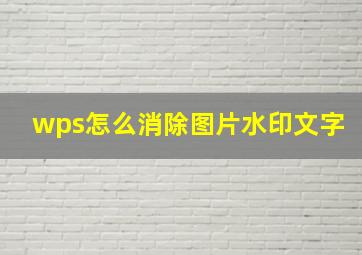 wps怎么消除图片水印文字