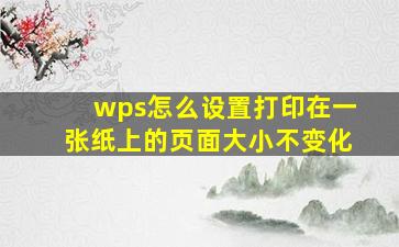 wps怎么设置打印在一张纸上的页面大小不变化