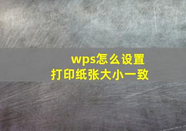 wps怎么设置打印纸张大小一致