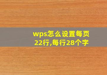 wps怎么设置每页22行,每行28个字